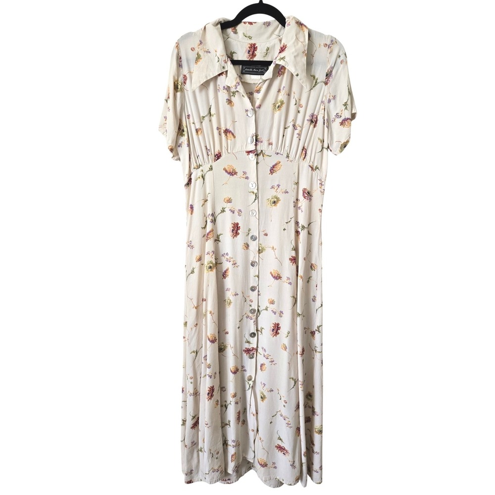 Annette Marie Womens M Maxi Dress Floral 90s Vintage Cottagecore USA Made Grunge